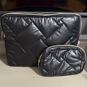 Black Quilted Laptop and Accessory Case Set